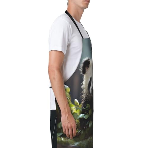Prancing Brown Horse Heavy Duty Waterproof Apron with Pockets for AdultsResistant Grilling, Gardening, Painting - color: Panda Cubs in the Forest