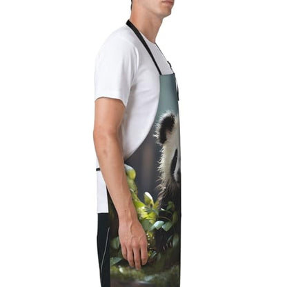 Prancing Brown Horse Heavy Duty Waterproof Apron with Pockets for AdultsResistant Grilling, Gardening, Painting - color: Panda Cubs in the Forest