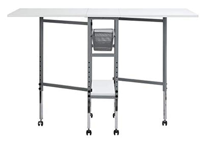 Studio Designs Sew Ready Hobby and Cutting Craft Desk Table with Storage Drawers - color: Silver/White