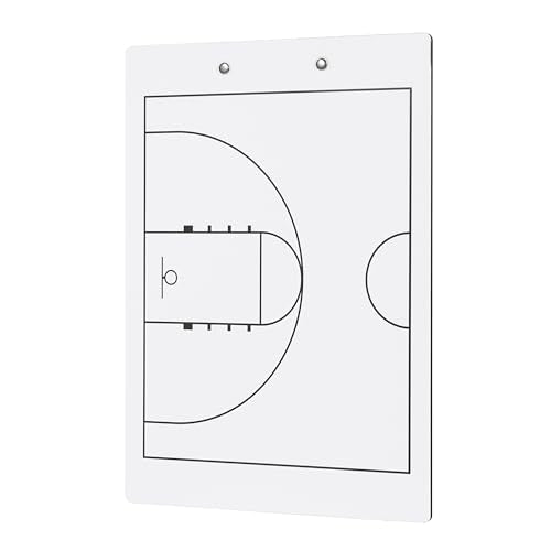 Basketball White Dry Erase Coaches Clipboard | Double-Side Basketball Coaching Whiteboard with Marker