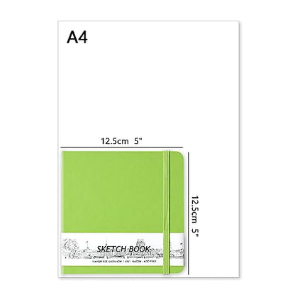 5" x 5" Hardcover Sketch Book,Small Mixed Media Sketch Pad,58 Sheets 150GSM Acid-Free Artist Drawing Paper,Travel Journal Blank Notebook for Painting,Illustration,Art Supplies.Hami Melon Green - color: 150gsm PU-hami melon green