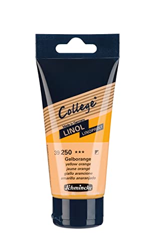 Schmincke - College Linol, artists' lino printing inks, yellow-orange in 75 ml tube, 39250013, low-odour water-based lino printing ink, lightfast, even print - color: Yellow-orange, size: 2.54 Fl Oz (Pack of 1)
