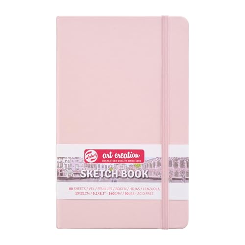 Tarens T9314-012M Art Creations Sketchbook, Drawing Notebook, 5.1 x 8.3 inches (13 x 21 cm), Pastel Pink, Thickness: 4.9 oz/sq ft (140 g/m2), Fine, Acid Free Paper, 80 Sheets Bound - color: pastel pink, size: 13×21cm
