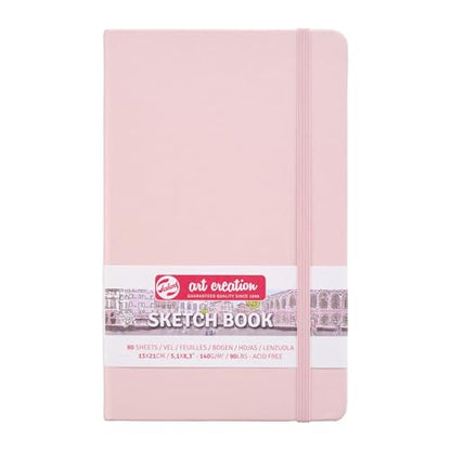 Tarens T9314-012M Art Creations Sketchbook, Drawing Notebook, 5.1 x 8.3 inches (13 x 21 cm), Pastel Pink, Thickness: 4.9 oz/sq ft (140 g/m2), Fine, Acid Free Paper, 80 Sheets Bound - color: pastel pink, size: 13×21cm