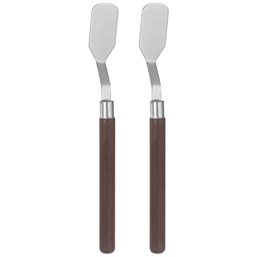 HARFINGTON 2pcs Palette Knives 18mm Width Stainless Steel Flat Spatula Painting Pallet Knife with Wood Handle for Oil Acrylic Canvas Mixing Spreading