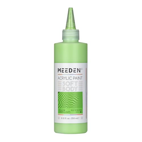 MEEDEN Soft Body Acrylic Paint: Yellow Green Light Matte Finish - 250ml/8.45oz Bulk Acrylic Colors in Ergonomic Bottle - Fluid Flow Art Paints for Artists Canvas Painting - color: Yellow Green (light)