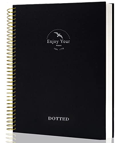 FLYING EAGLE Spiral Dot Grid Notebook Journal 8.5 x 11 Large Dotted Paper Notebook 210 Pages Hardcover Spiral Notebook for Men Women, Black - color: Black, size: dotted