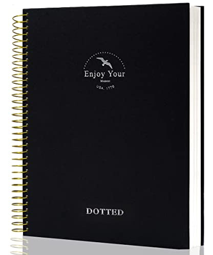 FLYING EAGLE Spiral Dot Grid Notebook Journal 8.5 x 11 Large Dotted Paper Notebook 210 Pages Hardcover Spiral Notebook for Men Women, Black - color: Black, size: dotted