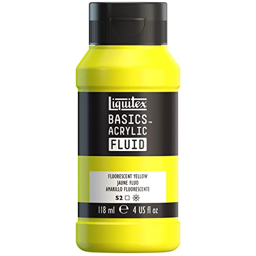 Liquitex BASICS Acrylic Fluid Paint, 118ml (4-oz) Bottle, Fluorescent Yellow - color: Fluorescent Yellow, style: 118ml (4-oz)