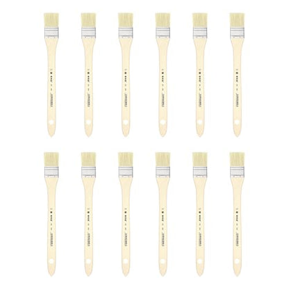 XDT#2801 Hake Artist Paint Brush 12 Piece Set #1.5in, Hog Bristle Flat Brushes for Painting, Acrylic Oil Watercolor - size: #1.5 12Pc Set