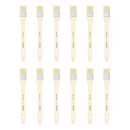XDT#2801 Hake Artist Paint Brush 12 Piece Set #1.5in, Hog Bristle Flat Brushes for Painting, Acrylic Oil Watercolor - size: #1.5 12Pc Set
