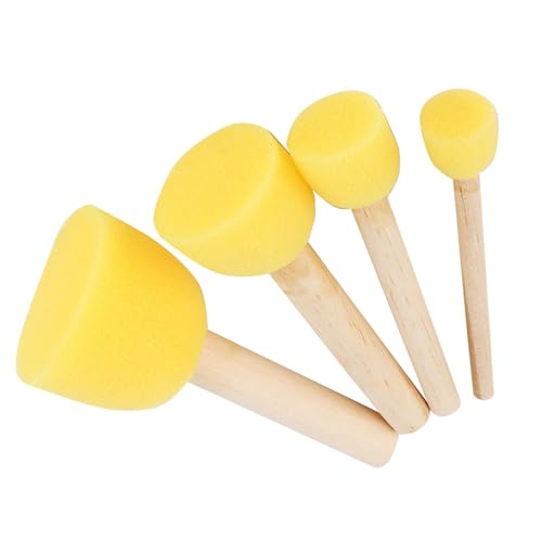 Wooden Handle Foam Sponge Paint Brush, Sponges Brushes for Painting, 8Pcs Wood Handle Stencil Spongess Foams Brush Furniture Craft Art Painting Tool