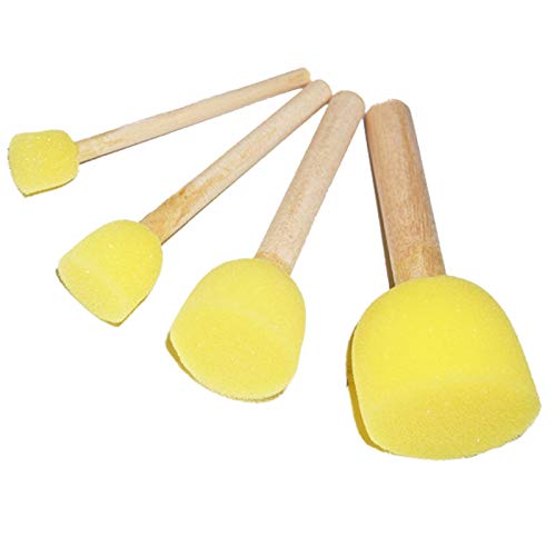 60pcs Assorted Round Paint Foam Sponge Brush Set Painting Tools, Brush Set - Great for Kids Arts and Crafts, Stencils, Painting