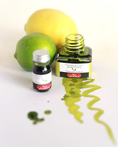 Elban HERBIN hb13736 Scented Ink, 1.0 fl oz (30 ml), for Fountain Pen, Glass Pen, Dip Pen, Lemon Green - color: Lemon Green, size: 1 fl oz