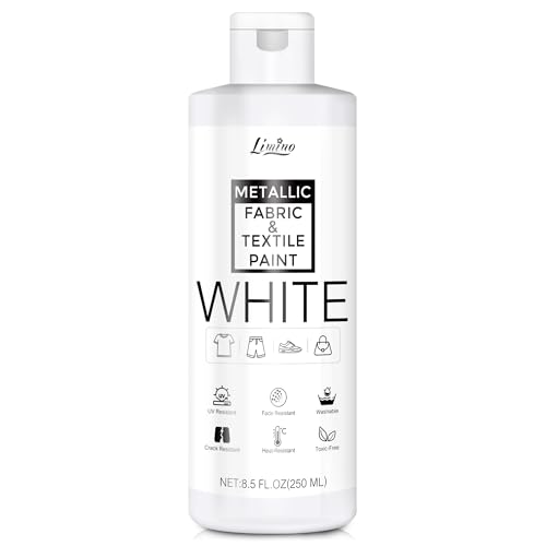 White Fabric Paint - 250ml Textile Paint Permanent for Textile and Leather Clothes, Fabric Coat Paint for DIY Fabric Dye Projects, Washable Clothing Paints for T-shirts, Jeans, Canvas Shoes, Sofa - color: White