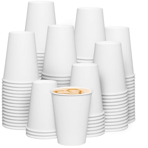GUSTO 12 oz Disposable White Paper Cups [300 Count] Hot Coffee Cups | Eco-Friendly Material, Rolled Rim for 90 mm Lids, Leak-Proof, Hot or Cold Drinks, No Sleeve Needed - size: 12 oz. - 300