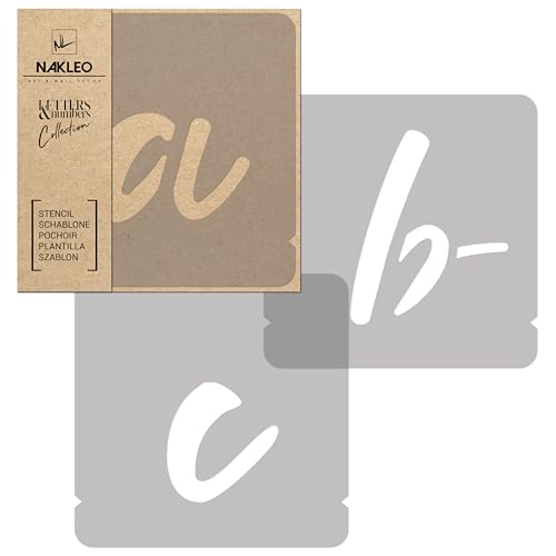 NAKLEO 42 Pcs Letters & Numbers Plastic Stencils for Crafts Reusable 2.8 Inch, Letter for Painting, Alphabet, Template Art, Wall, Wood, Fabric - Handwriting Small - color: Handwriting - Small, size: 2.8" x 2.8"