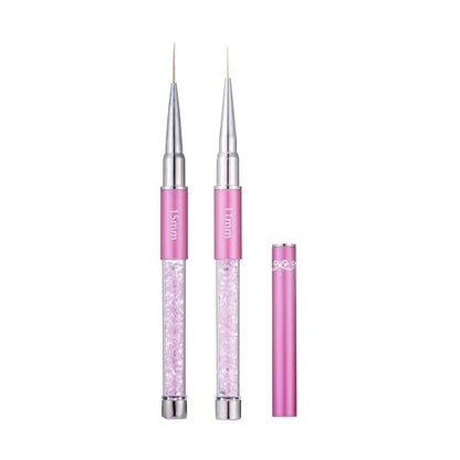 2Pcs Super Fine Nail Art Liner Brush Set, Size 11mm & 15mm Nail Striper Brushes with Purple Crystal Handle, Professional Fine Detail Nail Brushes for Gel Polish French Manicure Intricate Designs - color: 2PCS Liner Brush