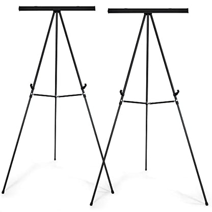 Falling in Art Aluminum Flip Chart Display Easel Stand with Adjustable Floor for Boardroom, Whiteboard, Paper Pads, Signage, 63 1/2'' High, Black,2 Pack - style: Black 2-Pack