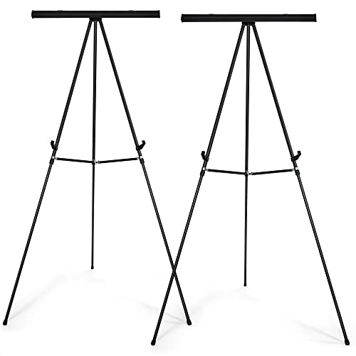 Falling in Art Aluminum Flip Chart Display Easel Stand with Adjustable Floor for Boardroom, Whiteboard, Paper Pads, Signage, 63 1/2'' High, Black,2 Pack - style: Black 2-Pack