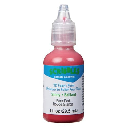 Scribbles 13904 3D Fabric Paint Shiny- Barn Red - color: Red, size: 1 Fl Oz (Pack of 1)