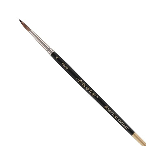 New York Central Oasis Synthetic Brush - Round #4 - Handmade in Germany, Professional Watercolor Brushes with Ergonomic Handle, Soft, Absorbent Bristles for Artists - size: Round #4