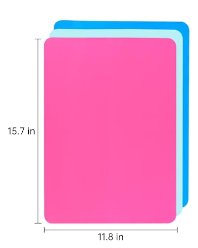 3 Pack Silicone Craft Mat, IKOCO 15.7"x 11.8" Playdough Mat Nonslip and Nonstick Silicone Sheets for Crafts, Paint, Resin Casting Molds, Blue & Rose Red & Cyan - color: Blue&Rose Red&Cyan, size: 15.7''*11.8''