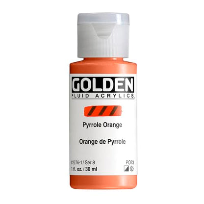 Golden Fluid Acrylics - Pyrrole Orange - 1 oz Bottle