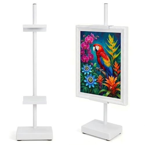 Adjustable Tabletop Easel Stand, Picture Easels for Display Up to 17" H, White Metal Picture Frame Holder Stand Table for Art, Photo (1 Pack) - color: White 1Pack
