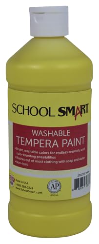 School Smart Washable Tempera Paint, Yellow, 1 Pint Bottle - color: Yellow