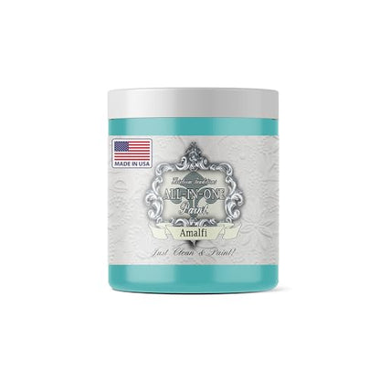 ALL-IN-ONE Paint by Heirloom Traditions, Amalfi (Agua Blue), 8oz Sample - Durable cabinet and furniture paint. Built in primer and top coat, no sanding needed. Includes our 30 featured color card. - color: Amalfi, size: 8 Fl Oz (Pack of 1)