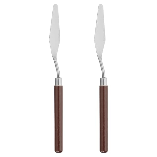 PATIKIL Art Spatula, 2 Pcs No.4 20mm Stainless Steel Flexible Palette Knife Painting Knife Painting Spatula Oil Painting Mixing Scraper with Wood Handle for Canvas Acrylic Painting, Red - style: No.4