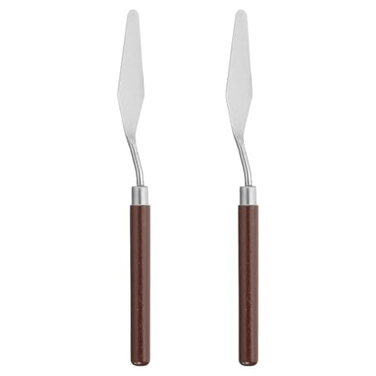 PATIKIL Art Spatula, 2 Pcs No.4 20mm Stainless Steel Flexible Palette Knife Painting Knife Painting Spatula Oil Painting Mixing Scraper with Wood Handle for Canvas Acrylic Painting, Red - style: No.4