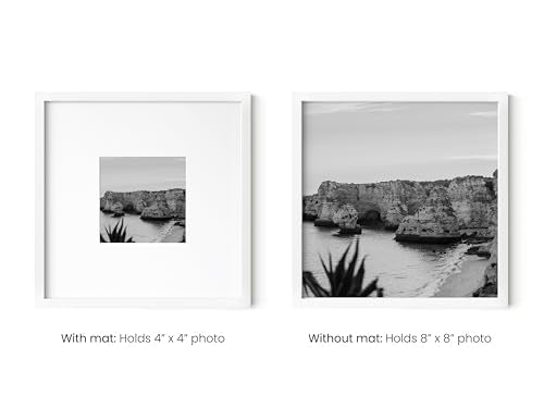 HAUS AND HUES 8x8 White Metal Picture Frames Matted to 4x4 - Features Premium Aluminum & Hanging Hardware, Shatterproof Plexiglass - Ideal for Home, Room, Office (8x8 in, White, Set of 15) - color: White Metal, size: 8x8 in, style: Set of 15