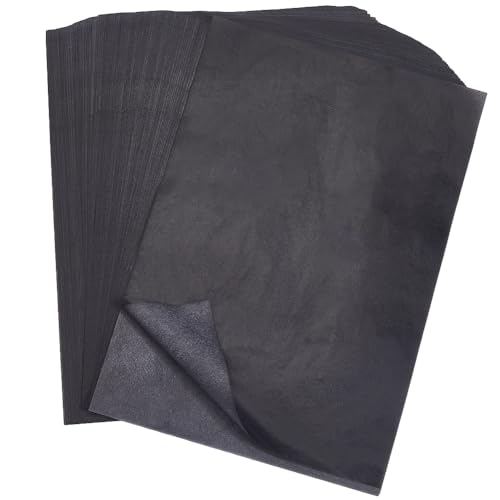 100 Sheets 11.7 x 8.3 Inch Black Transfer Paper Carbon Tracing Paper Rectangle Graphite Canvas Transferring Crafts Pages Accessories for DIY Making Woodworking Drawing Board Art Projects - color: Black
