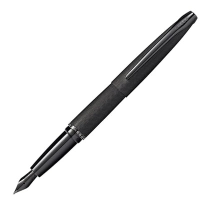 Cross ATX Brushed Black Stainless Steel Fine Nib Fountain Pen - Refillable Pen for Smooth Writing - Black Ink - Comfortable Grip - Long-Lasting - Professional Office Supplies - color: Sandblasted Black, style: Fine Nib