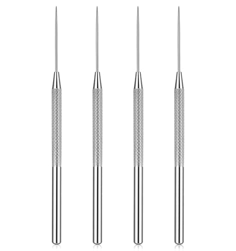 4 PCS Pottery Needle Tool, 6 Inch Clay Needle Tool Stainless Steel Needle Tools for Clay Set for Sculpting, Dotting & Carving (Silver)