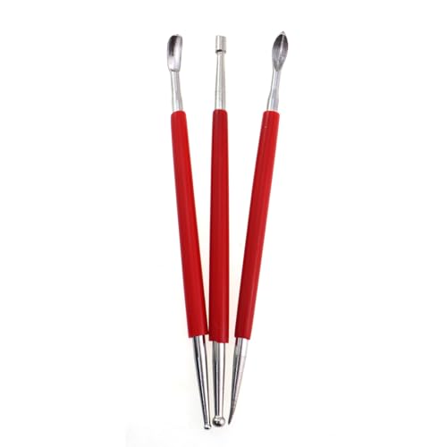 Caishun 3PCS Industrial Leather Scratching Tool Red Drill Point Pen Red Stick Indentation Pen Shaper Scratcher Stainless Steel Tip Stylus Stylus Sculpting Tool for Shaping Clay Sculpting Tool