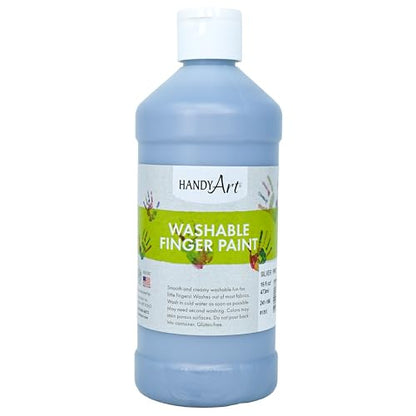 Handy Art Washable Finger Paint, Silver, 16 oz Bottle, Easy Clean Up, Sensory Paints for Fingers & Hand Prints, Ages 3 & Up, Safe for Kids & Toddlers, AP Certified Non-Toxic, Made in USA - color: Silver