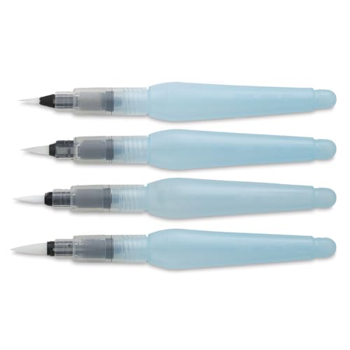 Pentel Arts Aquash Water Brush Assorted Tips, Pack of 4 (FRHBP4M) - style: 4 Pack Assorted