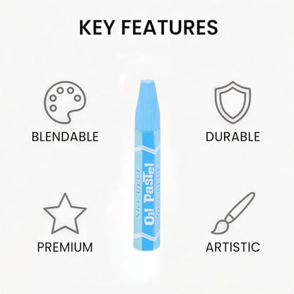 YOKIVE 24Pcs Soft Oil Pastels, Bright Colors Creamy Pastels Stick, Great for Artists Beginners Coloring Sketching (Sky Blue, 2.87x0.43 Inch) - color: Sky Blue