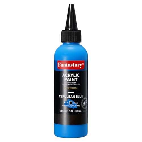 Fantastory Professional Deep Hue Acrylic - Blue (150ml/5oz) - Extreme Coverage + Precise Color Matching, Recommended by Professionals for Canvas/Wood/Clay/Fabric/Ceramic - style: 150ml Blue Color