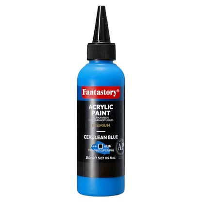 Fantastory Professional Deep Hue Acrylic - Blue (150ml/5oz) - Extreme Coverage + Precise Color Matching, Recommended by Professionals for Canvas/Wood/Clay/Fabric/Ceramic - style: 150ml Blue Color