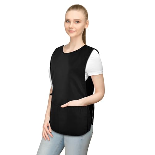 TFTAFAN Cobbler Apron Unisex Waterproof Apron with 2 Deep Pockets Art Smock for Painting Cleaning Artiest Apron work kitchen - color: Black