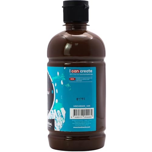 Mont Marte Signature Burnt Umber Acrylic Paint, 16.9oz (500ml), Semi-Matte Finish, Suitable for Canvas, Wood, Fabric, Leather, Cardboard, Paper, MDF and Crafts - color: Burnt Umber, size: 16.9 Fl Oz (Pack of 1)