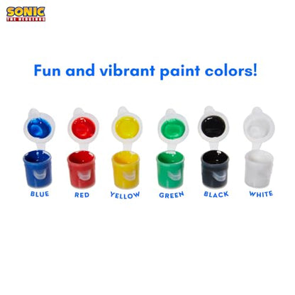 Sonic the Hedgehog Canvas Paint Set with 3 Canvases, Paint & Easel for Kids | 3 Preprinted Canvases, 6 Acrylic Paints, Paintbrush & Easel, DIY Sonic Coloring, Wall Art, Arts & Crafts Activity for Kids - color: Sonic