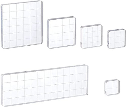 Whaline 6 Pieces Acrylic Stamp Block Clear Stamping Tools Set with Grid Lines for Scrapbooking Crafts Card Making, Assorted Sizes | with Grid Lines, Stamping Tools, for Scrapbooking, Card Making, DIY Crafts