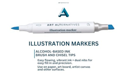 Art Alternatives Illustration Marker, 6-Marker Set, Primary Colors - color: 6-Primary, style: SET