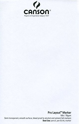 Canson Artist Series Pro Layout Marker Paper, Foldover Pad, 11x14 inches, 50 Sheets (18lb/70g) - Artist Paper for Adults and Students - size: 11" x 14"