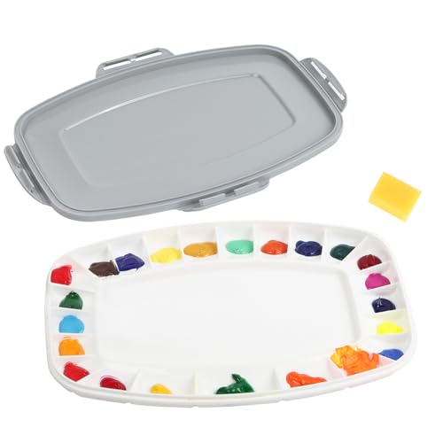 Falling in Art Paint Palette with Lid, Airtight Leak-Proof Watercolor Palette with a Cleaning Sponge, 23 Paint Wells Acrylic Palette, 13 Inches by 9 1/4 Inches - size: 13" x 9.25" (23 Wells)